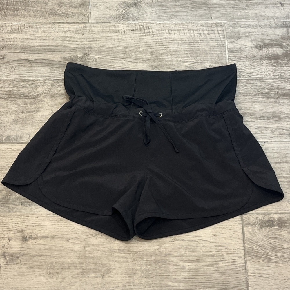Athleta Women's Top Form Shorts Solid Black Drawstring Lined Sz Small 438879-00